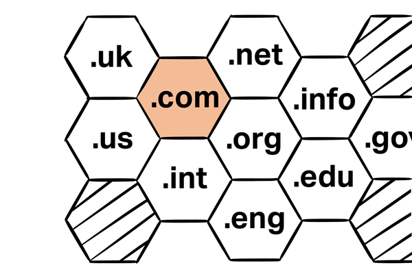 Dieses Bild zeigt eine Wabe mit verschiedenen Domain-Endungen.