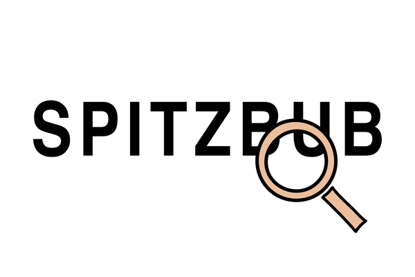 Dieses Bild zeigt das Spitzbub-Logo mit einer Lupe.