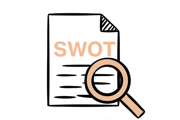 Entdecken Sie die SWOT-Analyse: Definition, Vorteile und praxisnahe Beispiele. Erfahren Sie warum eine SWOT-Analyse wichtige Informationen liefert. Dieses Bild zeigt ein Swotformular mit einer Lupe.